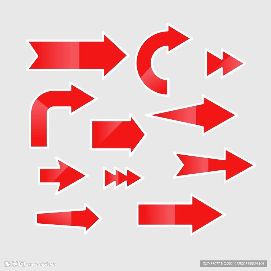11款红色箭头贴纸矢量素材
