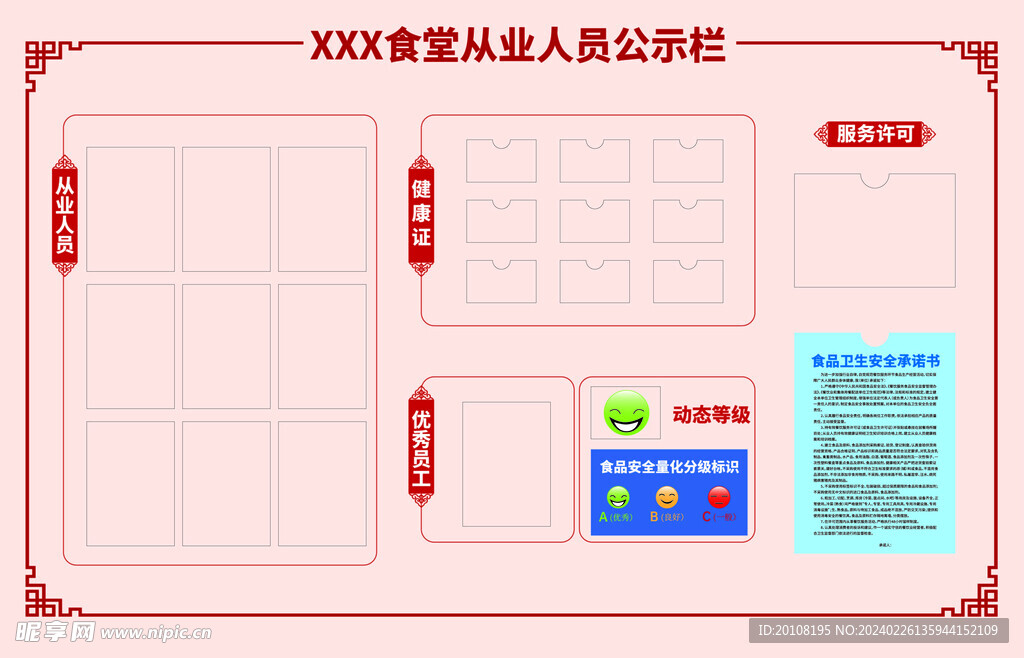 食堂从业人员公示栏