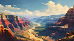 天山大峡谷  著名风景 用绘画的形式体现