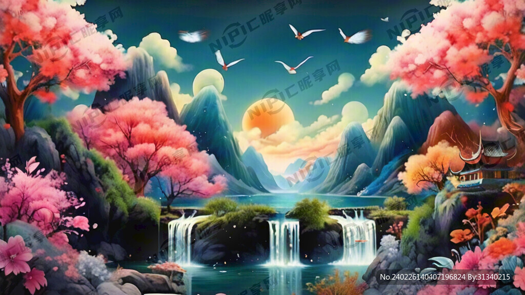 山清水秀 财源广进 万事如意