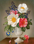 水彩花卉花瓶静物油画装饰画