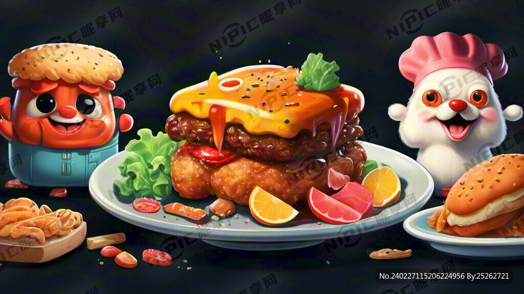 美食炸货卡通插画