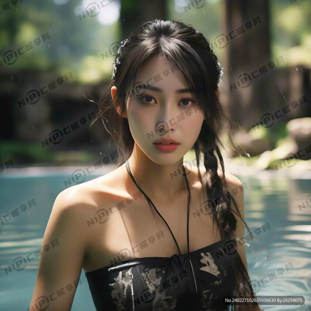 游泳 美女 废墟森林