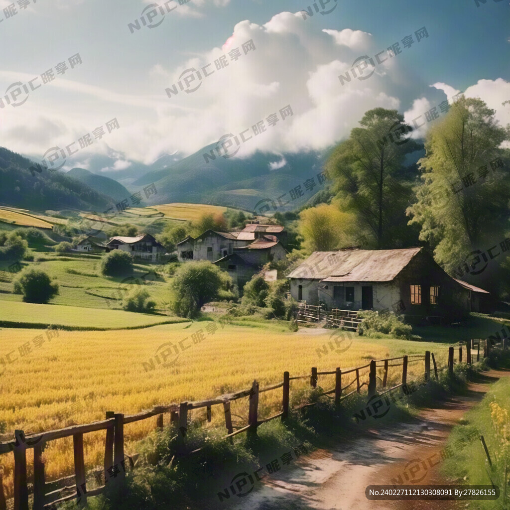 乡村治愈风景 云雾缭绕