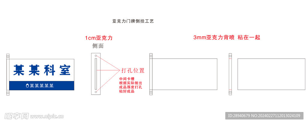 亚克力门牌侧挂工艺