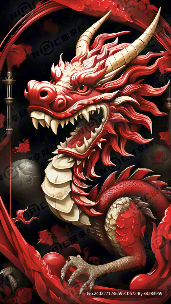以龙为背景 喜庆 红色为主题