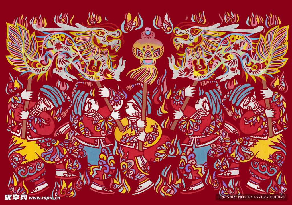 岳红霞舞动中国龙年画