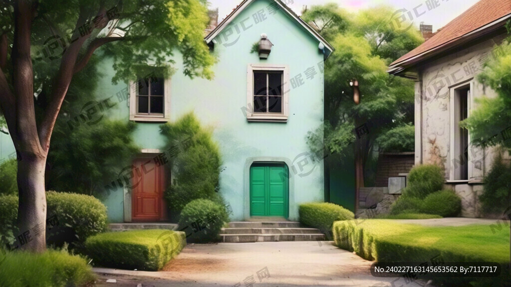 清新风格 绿色 包含建筑 高清