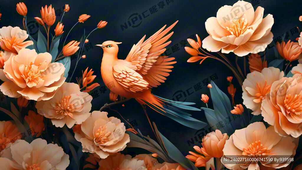 妇女节 海报 橙红色花 简约