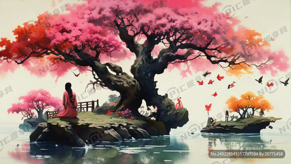 花香诗韵 画面重心在两边
