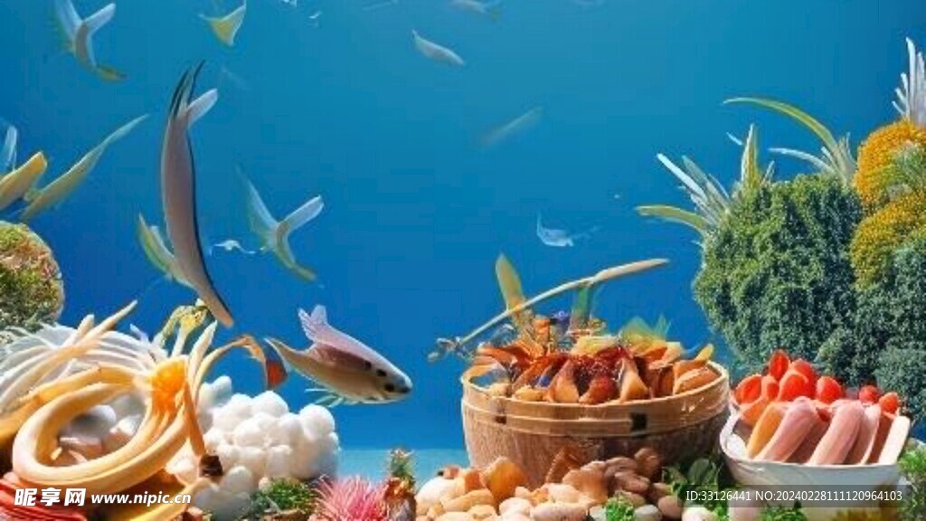 海鲜池背景 