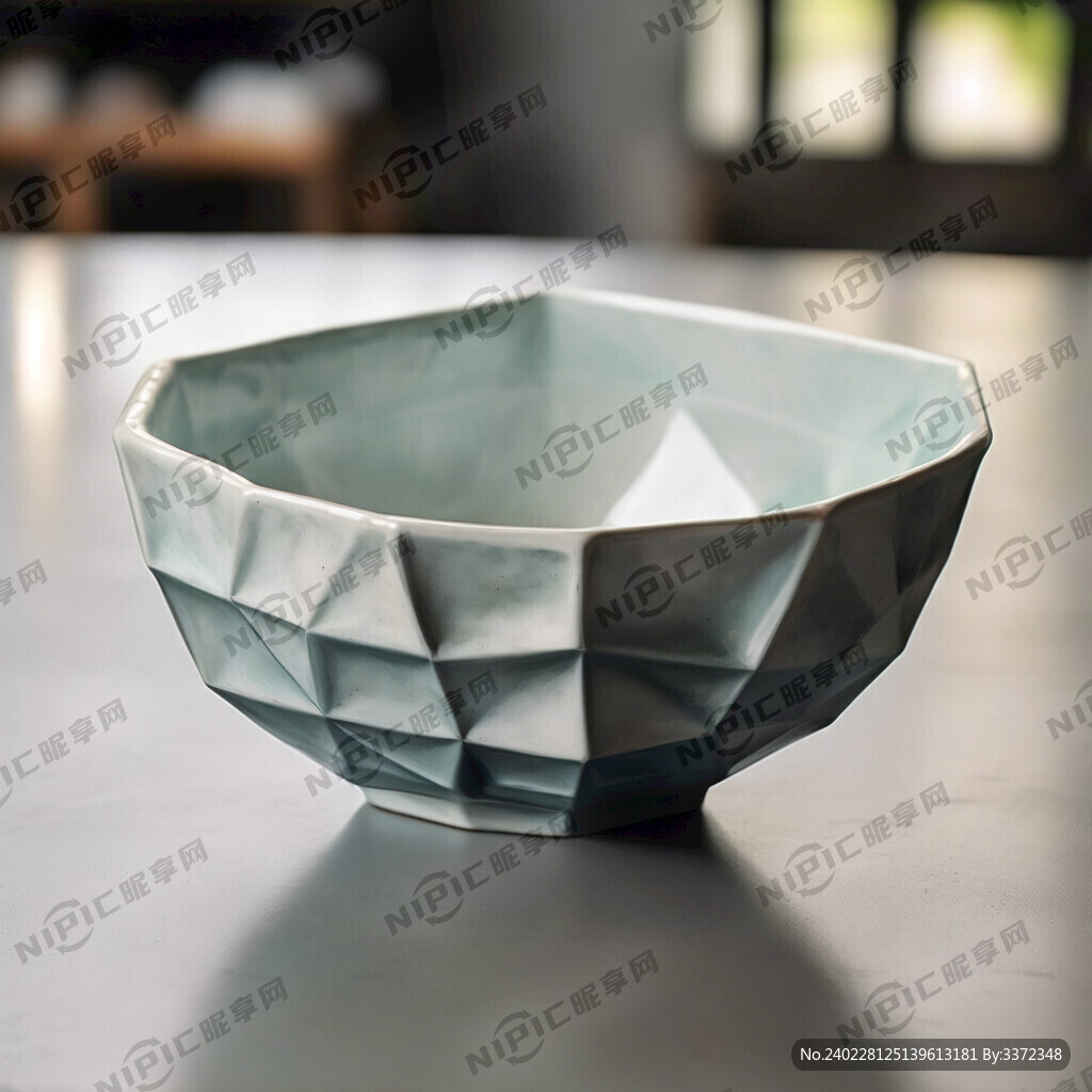 八边形的碗 白色的