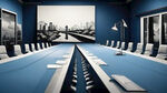 会议室要用的蓝色背景包含城市建设铁路公路元素在内的简洁的