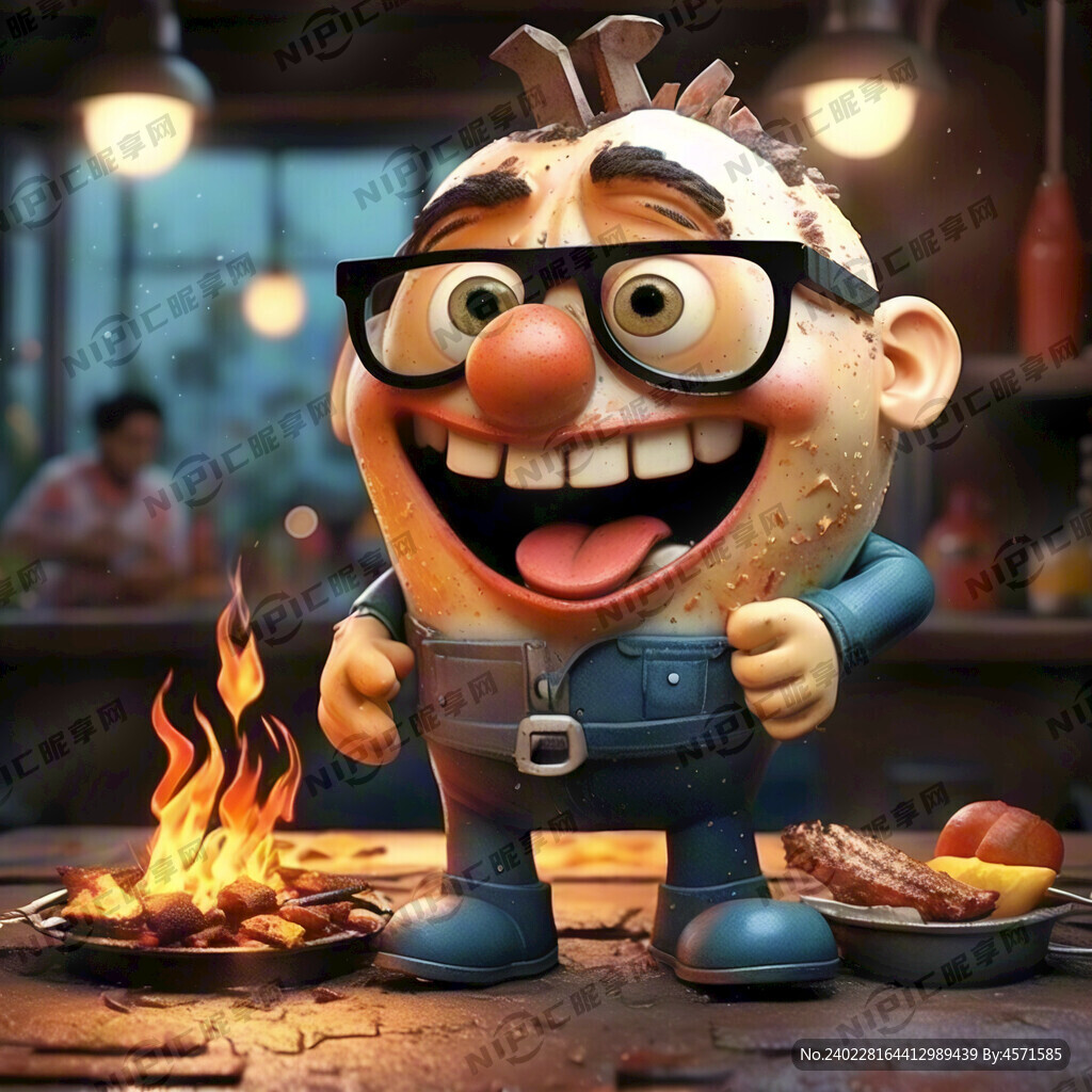 烧烤 卡通男