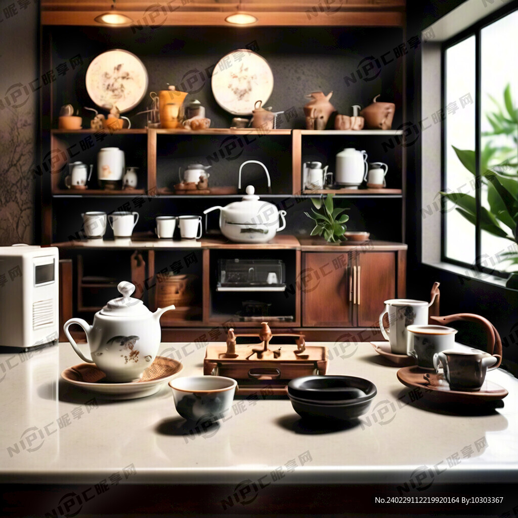 茶水间 矮柜 饮水机 茶包盒