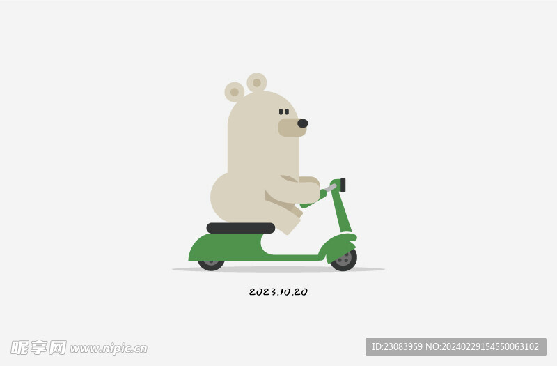 骑车的小熊插画