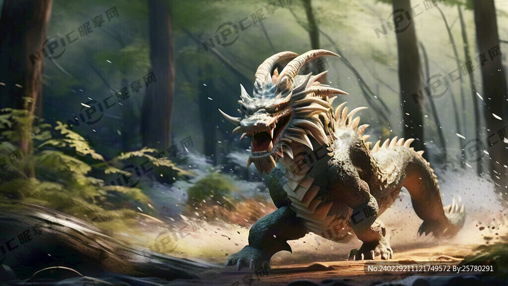 森林 越野跑步 龙 赛博朋克光