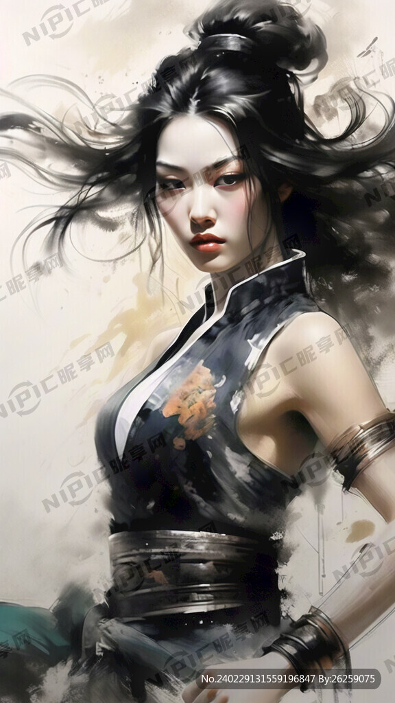 水墨 美女 武术