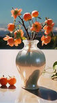 花瓶柿子高光奶油色阳光