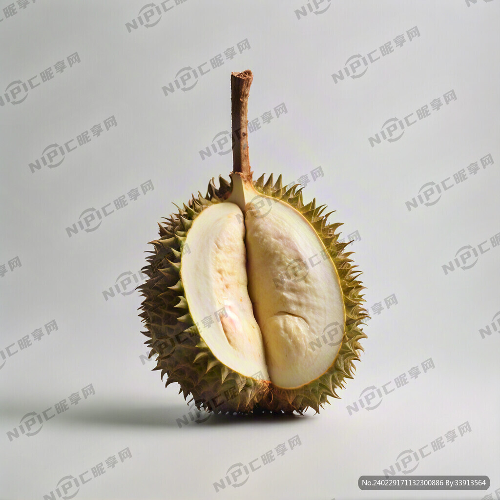 一个榴莲 逼真 摄影风格