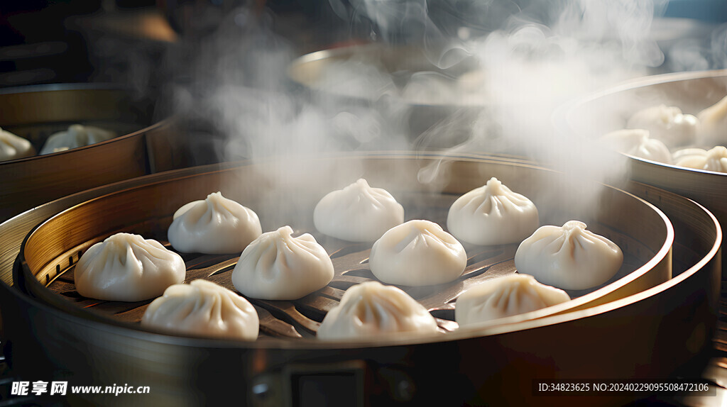热气腾腾的美食包子