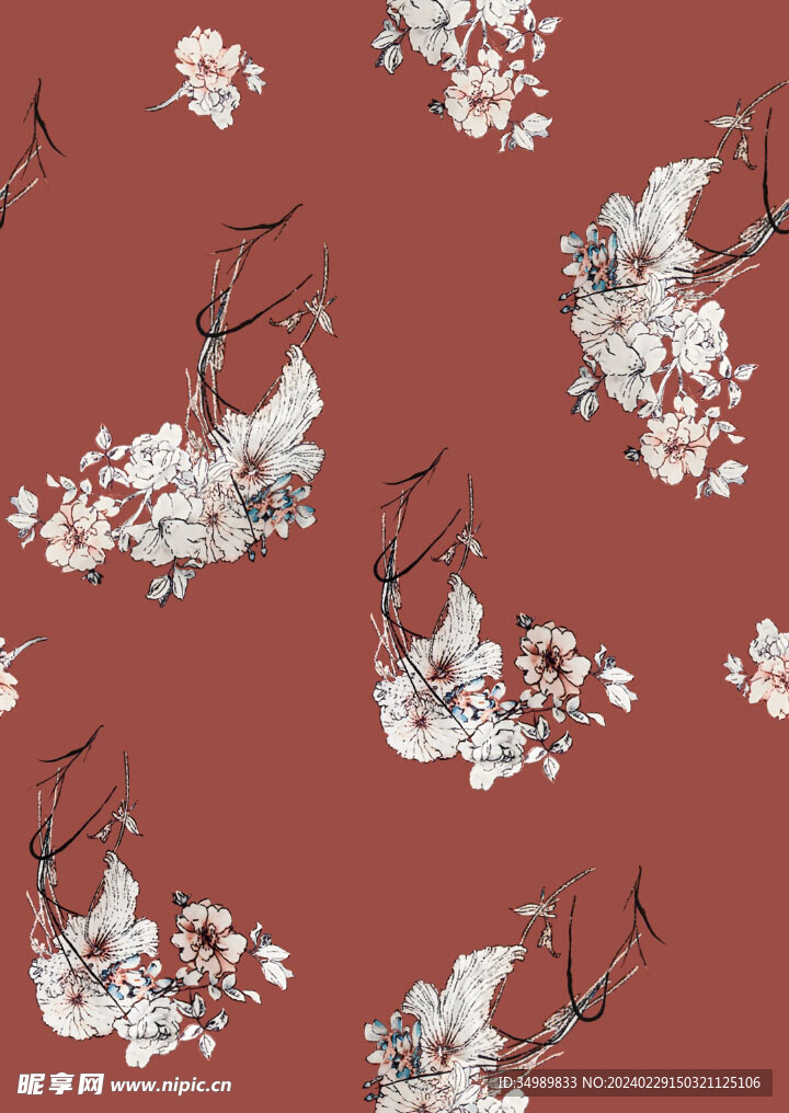 大牌 手绘花 水彩花小碎花 