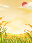 秋季水稻粮食插画壁纸背景