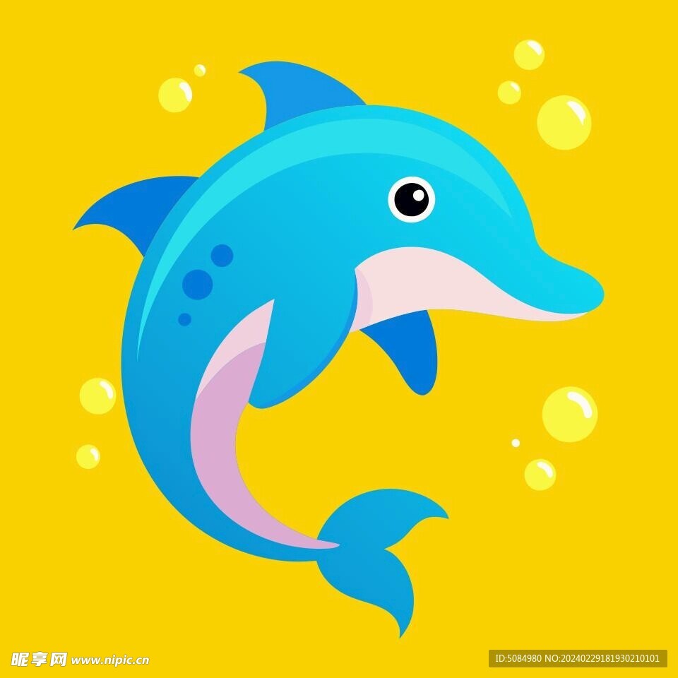 可爱生动活泼的海豚幼儿形态