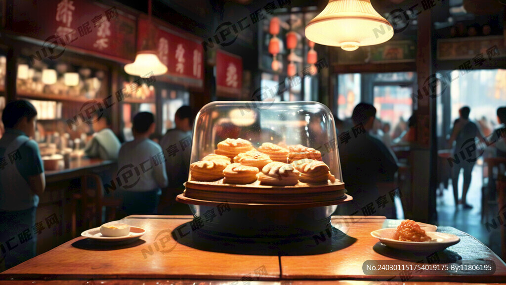 中餐馆 人流 热闹 点心