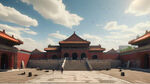沈阳故宫，阳光明媚的天气，超现实，宏大场景，辛烷值渲染