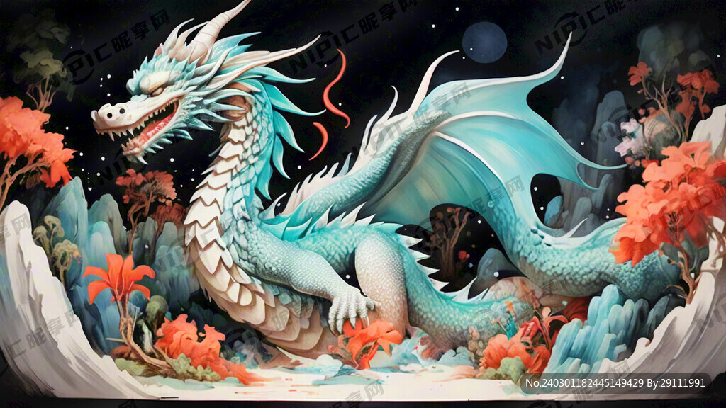 国潮龙手绘插画