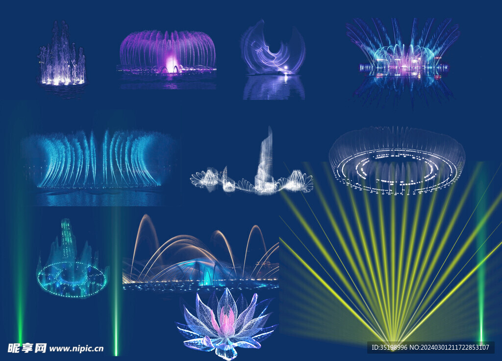 喷泉激光水秀素材