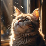 一只橘猫在窗台边沐浴阳光 光打在身上暖洋洋 超高清 可爱 柔软