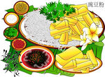豌豆粉米线矢量图