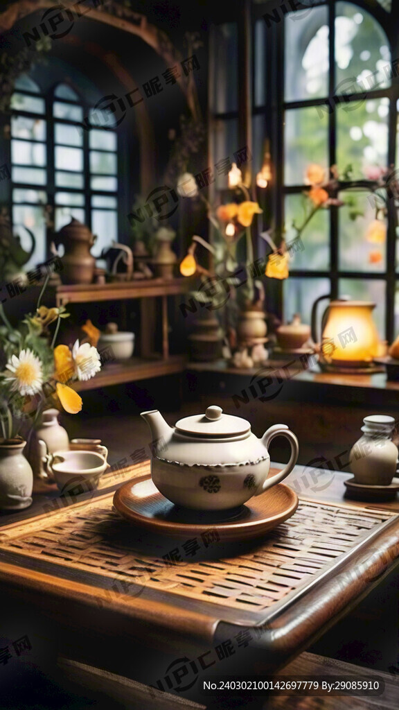 适合直播用的背景图 茶室 古朴