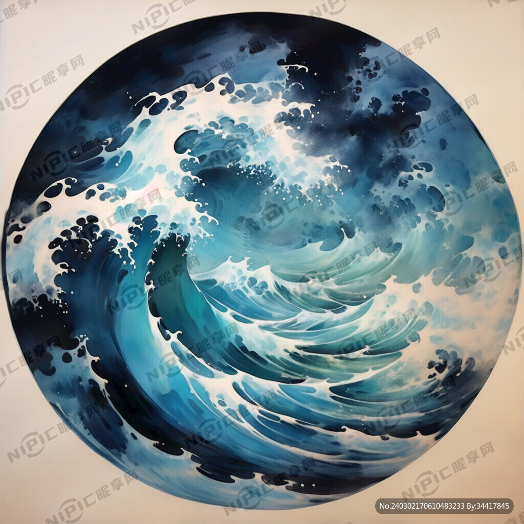 国潮海浪 色彩浓烈 以蓝色为主