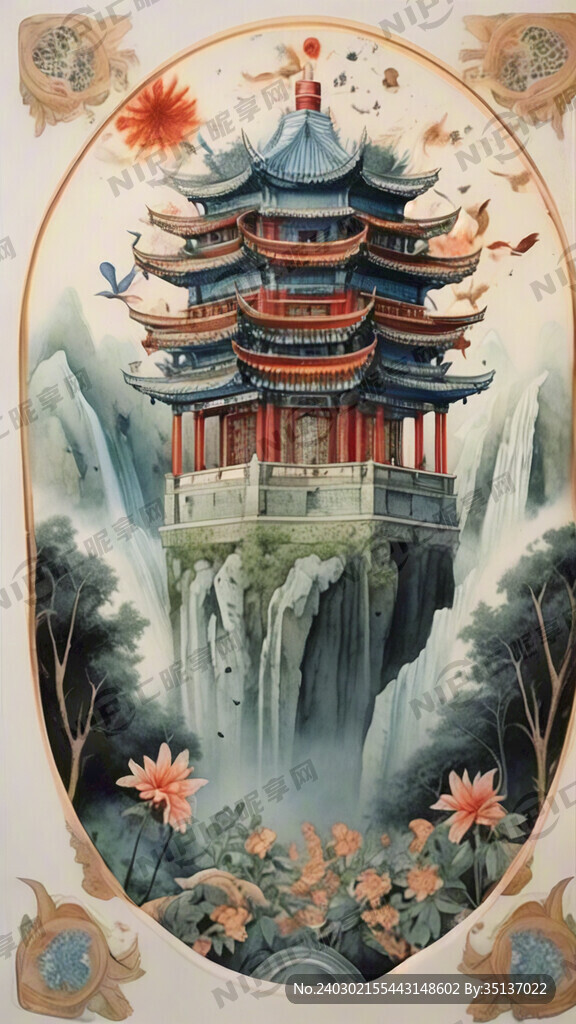 国潮旗幡 要留有主题字的位置