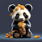 拿着葡萄干的熊猫卡通