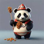 拿着葡萄干的熊猫大侠卡通