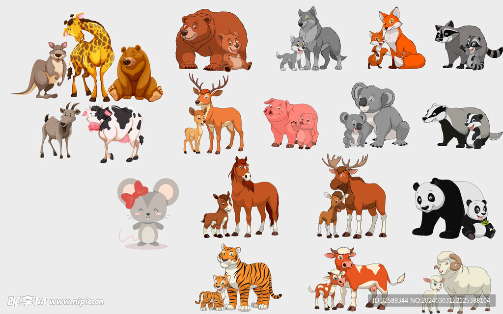 卡通动物元素图片 