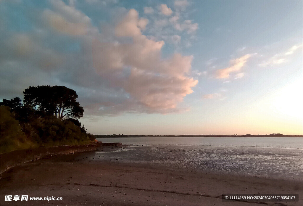 奥克兰海边黄昏风景