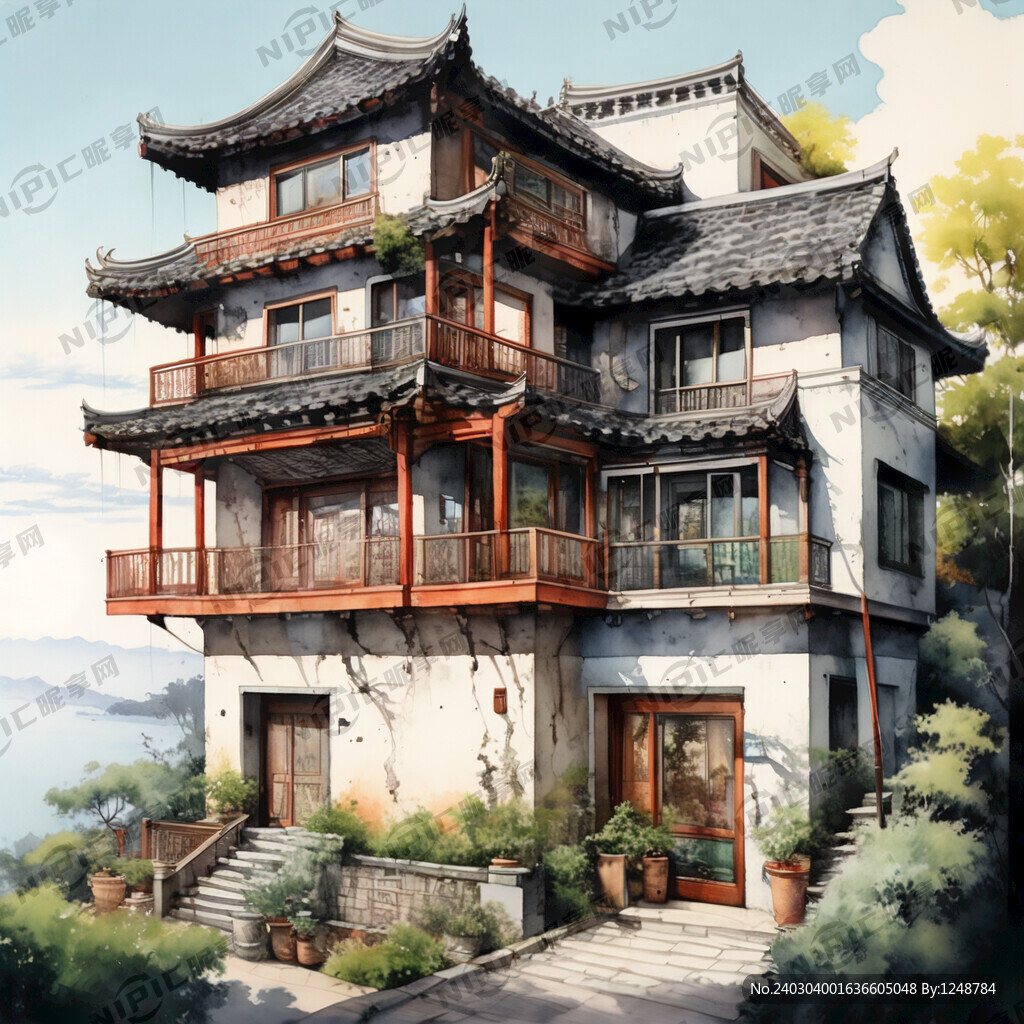 单间独幢中式楼房 一共四层楼