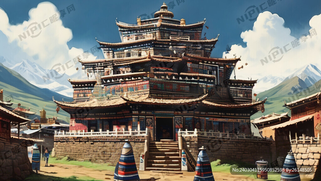 藏族风格 藏族风格建筑 远景