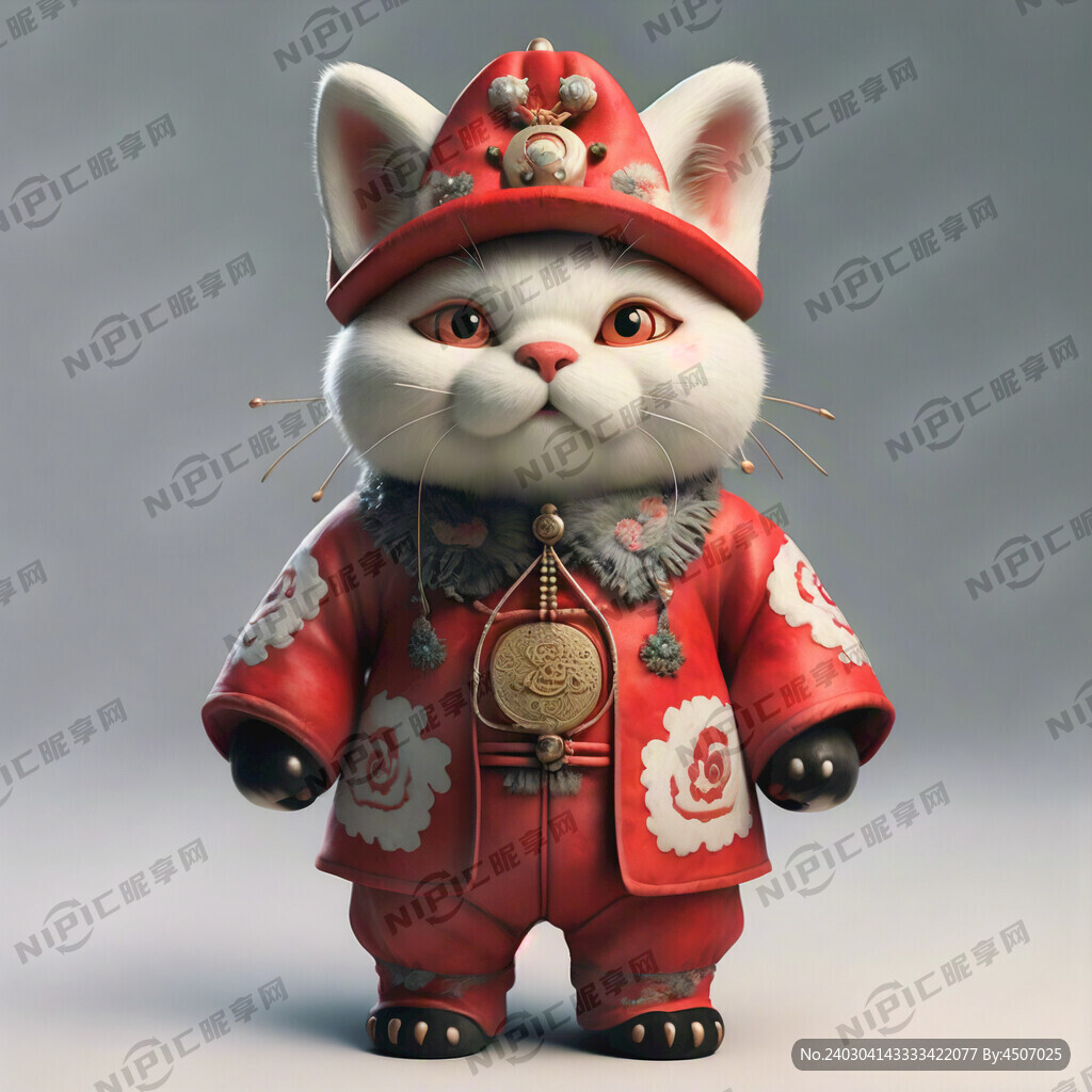 日式招财猫 穿红色清朝格格服
