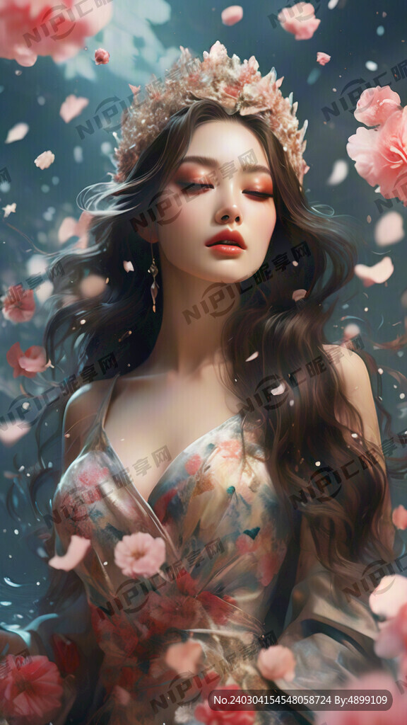 时尚女郎 带王冠 高清 致描绘