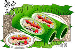 竹筒饭矢量图