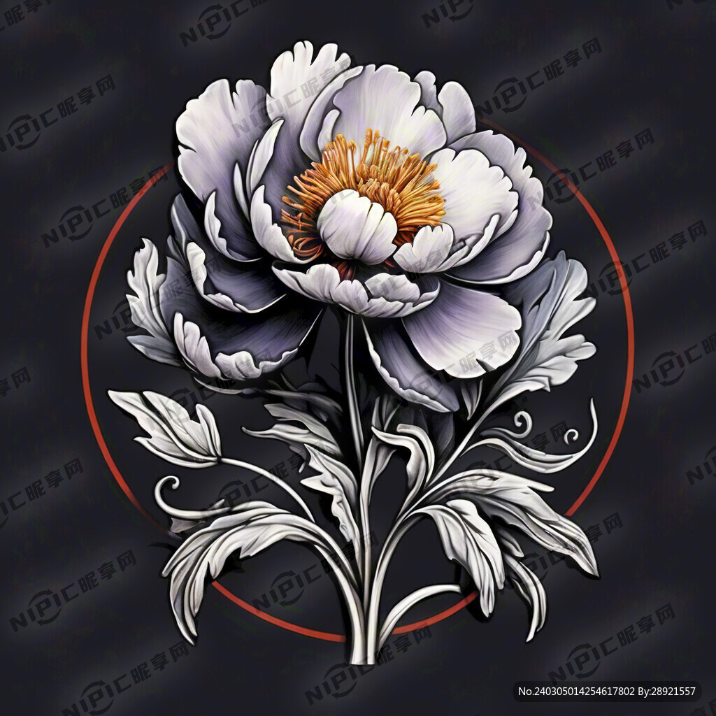 牡丹花的符号 简笔画