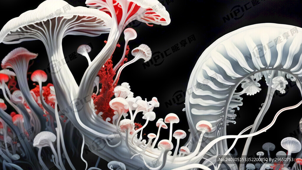 红藻  长长 叶片  灰白图