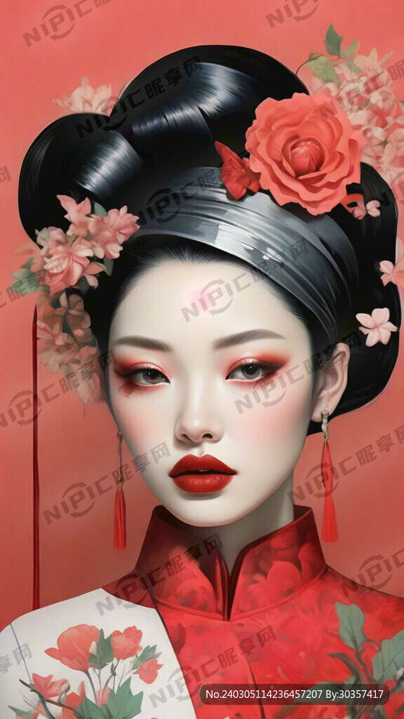 美妆穿搭妇女节海报红色简约