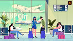 机场候机插画